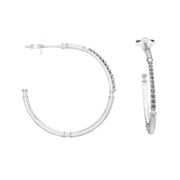 Diamond Fashion Half Hoop Earrings in 10K White Gold - jewelerize.com