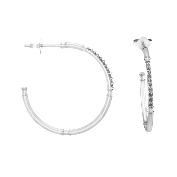 Diamond Fashion Half Hoop Earrings in 10K White Gold - jewelerize.com