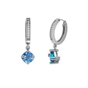 Blue Topaz and Diamond Dangle Earrings in 10K White Gold