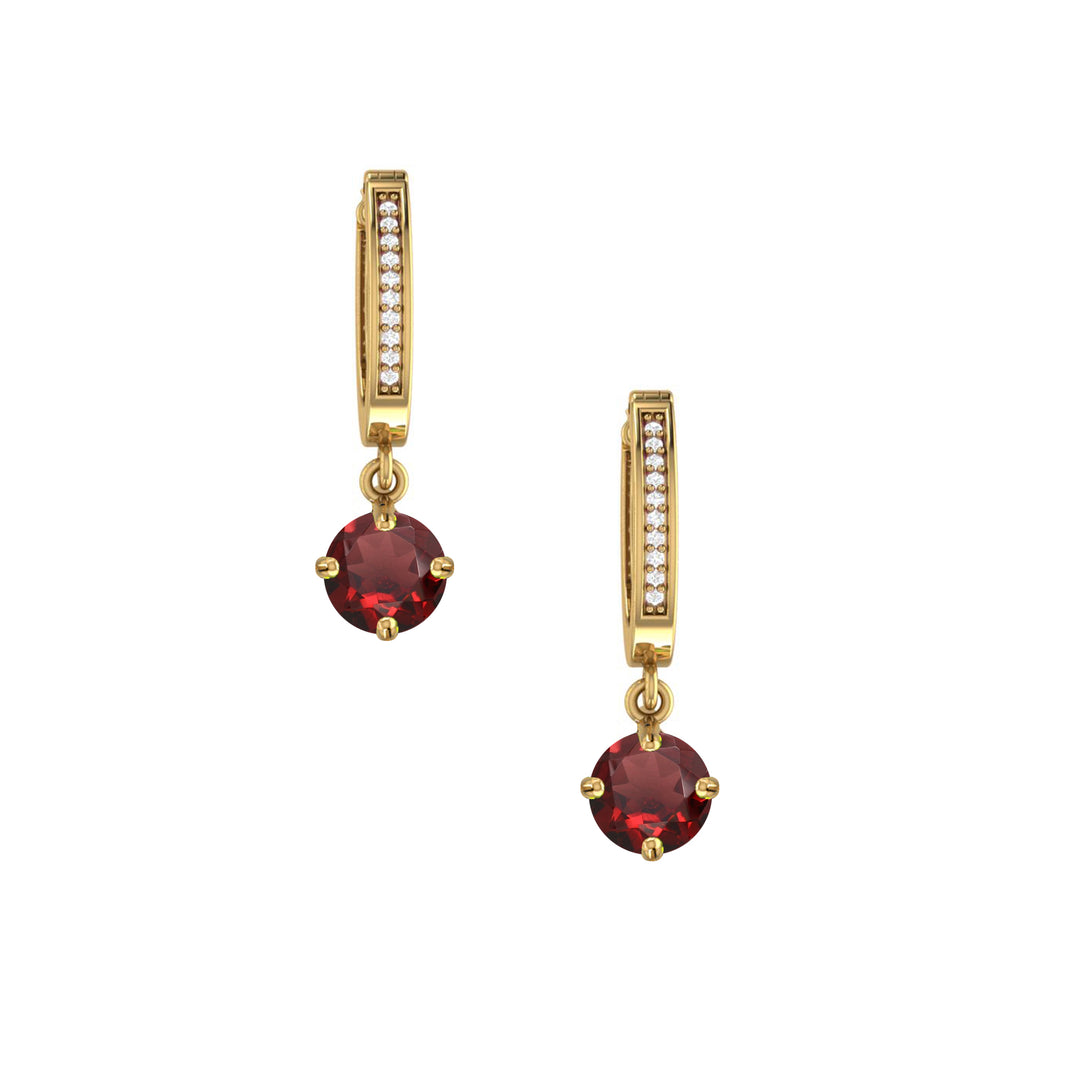 Garnet and Diamond Dangle Earrings in 10K Yellow Gold - jewelerize.com