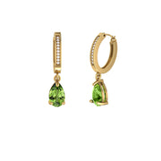 Peridot and Diamond Dangle Earrings in 10K Yellow Gold