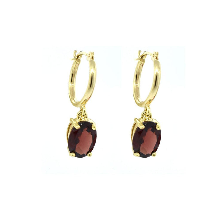 Garnet and Diamond Earrings in 10K Yellow Gold - jewelerize.com