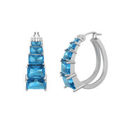 Blue Topaz Fashion Hoop Earrings in Sterling Silver - jewelerize.com