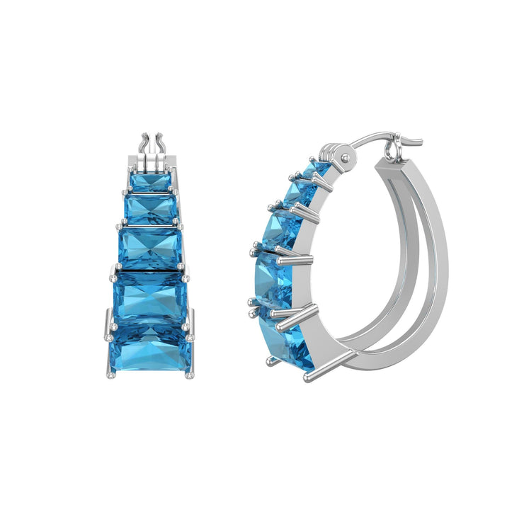 Blue Topaz Fashion Hoop Earrings in Sterling Silver - jewelerize.com