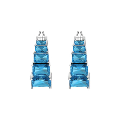 Blue Topaz Fashion Hoop Earrings in Sterling Silver - jewelerize.com