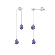 Briolette Amethyst Adjustable Earrings in Sterling Silver - jewelerize.com