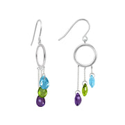 Multi Color Briolette Earrings in Sterling Silver - jewelerize.com