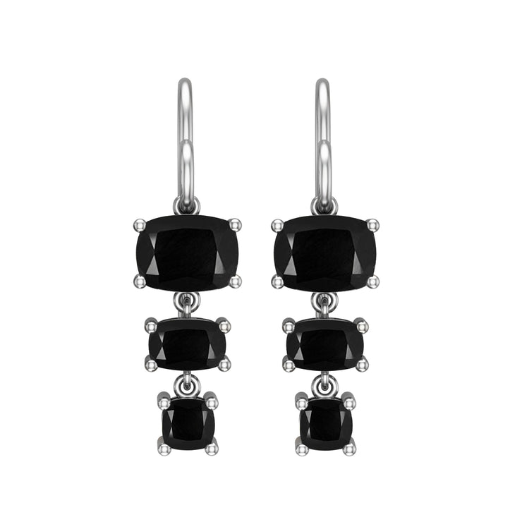 Black Onyx Dangle Earrings in Sterling Silver