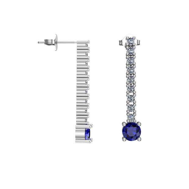 Created Blue and White Sapphire Drop Earrings in Silver