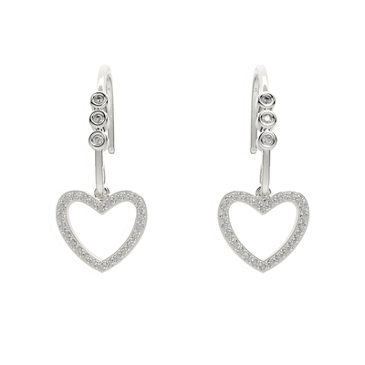 Diamond Fashion Heart Earrings in Sterling Silver - jewelerize.com