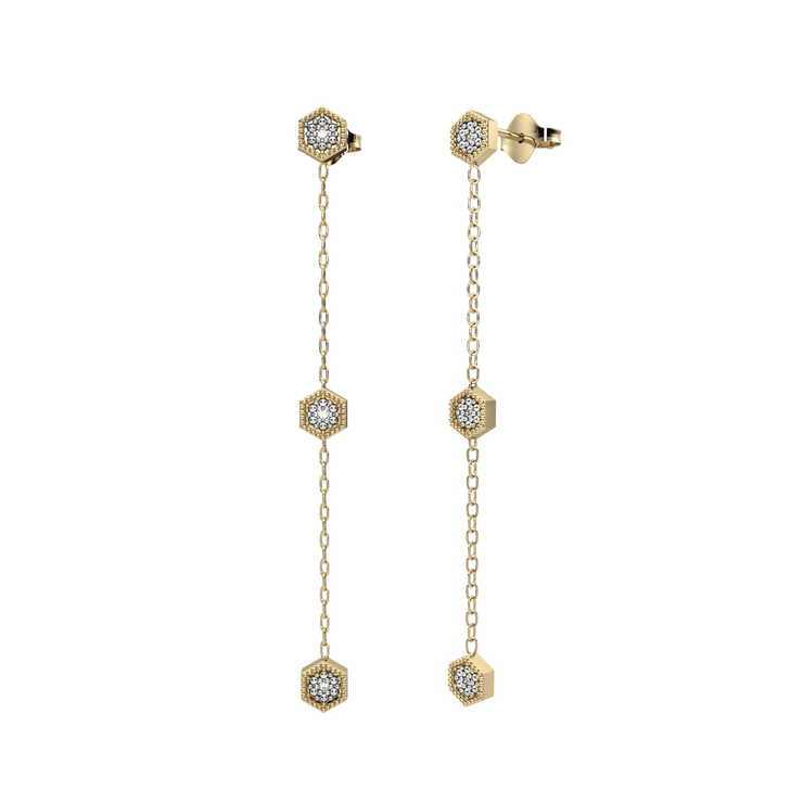 Diamond Fashion Drop Earrings in 10K Yellow Gold - jewelerize.com