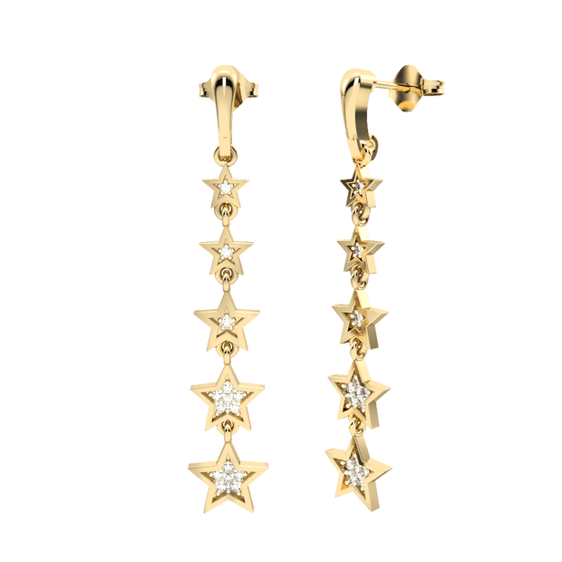Diamond Fashion Dangle Star Earrings in 10K Yellow Gold - jewelerize.com
