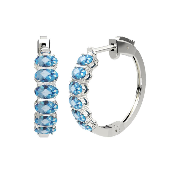 Blue Topaz Hoop Earrings in Sterling Silver - jewelerize.com
