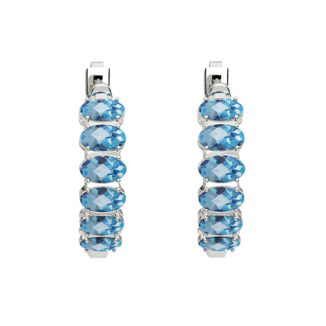 Blue Topaz Hoop Earrings in Sterling Silver - jewelerize.com