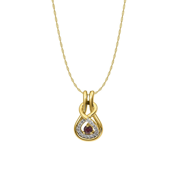Ruby and Diamond Accent Fashion Pendant in 10K Yellow Gold - jewelerize.com