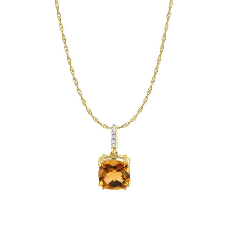 Citrine and Diamond Pendant in 10K Gold - jewelerize.com