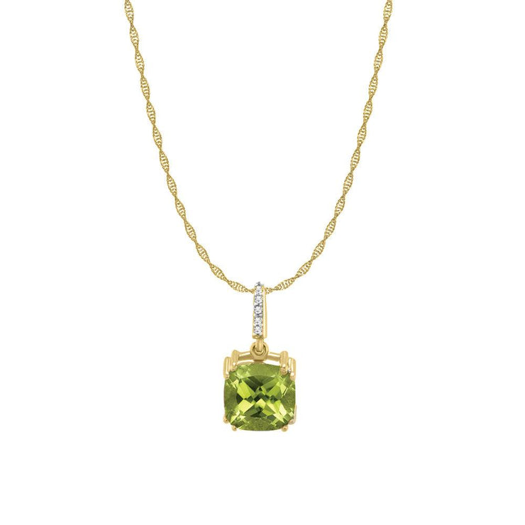 Peridot and Diamond Pendant in 10K Gold - jewelerize.com