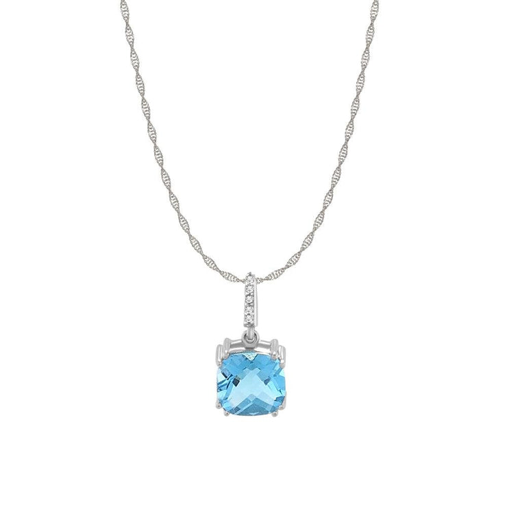Blue Topaz and Diamond Pendant in 10K Gold - jewelerize.com