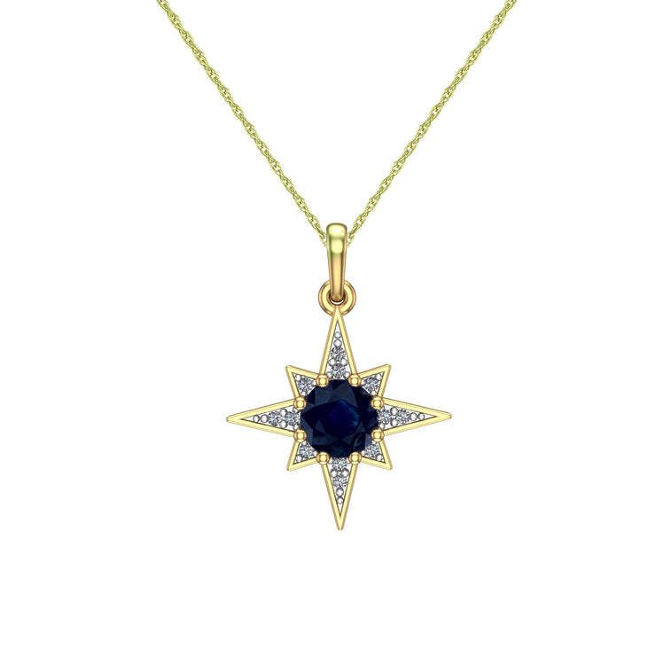 Sapphire and Diamond Star Pendant in 10K Yellow Gold - jewelerize.com