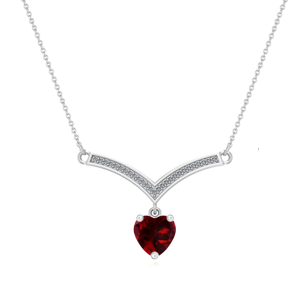 Garnet and Diamond Fashion Necklace in Silver - jewelerize.com