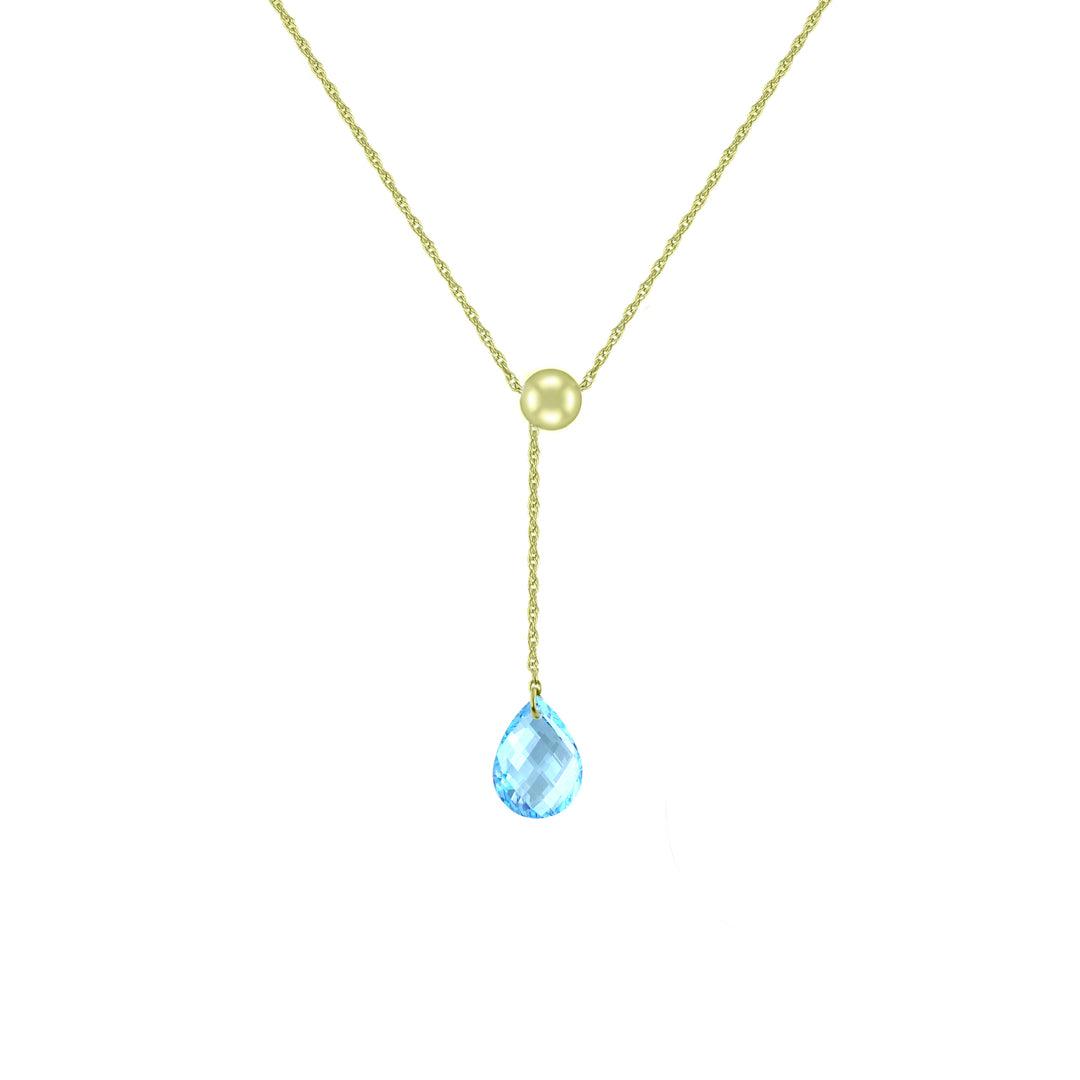 Sky Blue Topaz Fashion Necklace in 10K Yellow Gold - jewelerize.com
