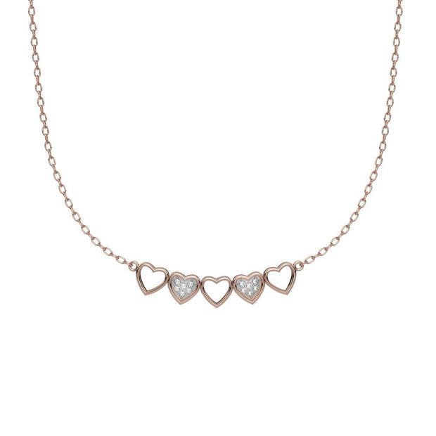 Diamond Fashion Heart Necklace in 10K Rose Gold - jewelerize.com