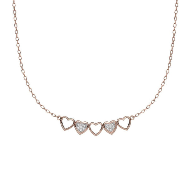 Diamond Fashion Heart Necklace in 10K Rose Gold - jewelerize.com