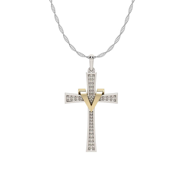 Diamond Fashion Cross Pendant in 10K Gold - jewelerize.com