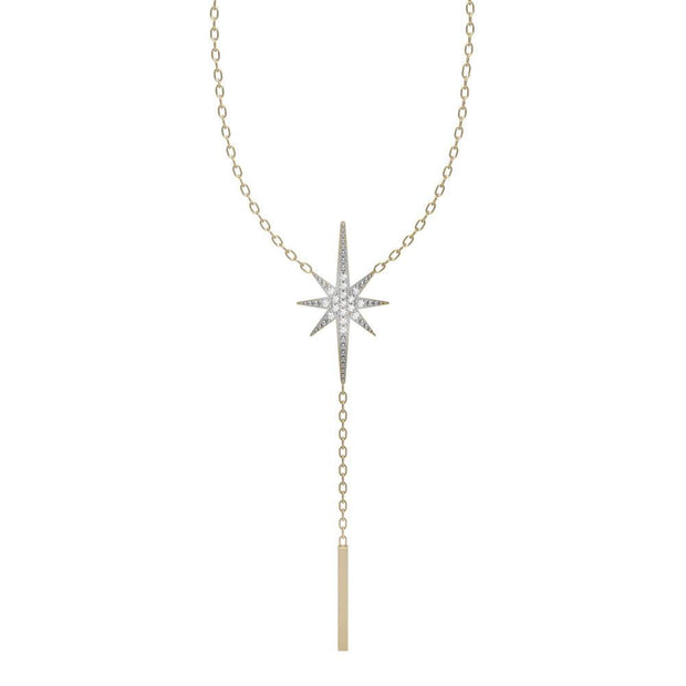 Diamond Fashion Star Lariat Necklace in 10K Yellow Gold - jewelerize.com