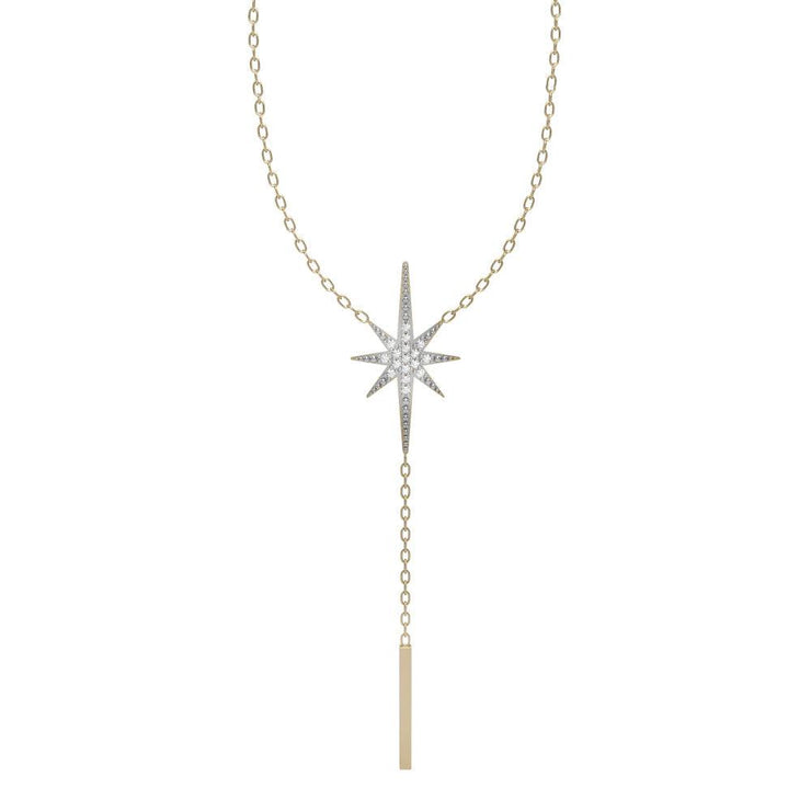 Diamond Fashion Star Lariat Necklace in 10K Yellow Gold - jewelerize.com