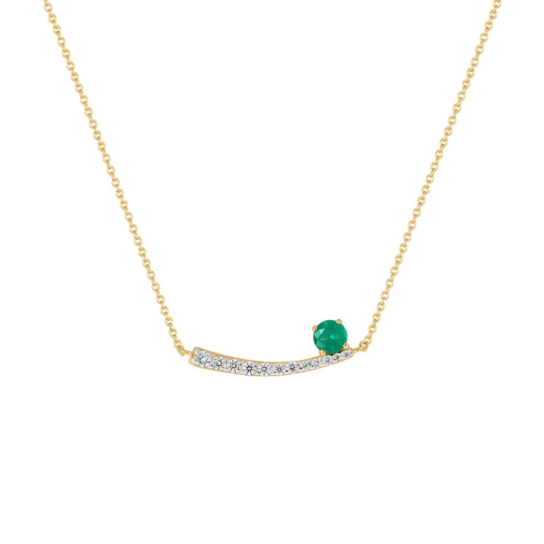 Emerald and Diamond Necklace in 10K Yellow Gold - jewelerize.com