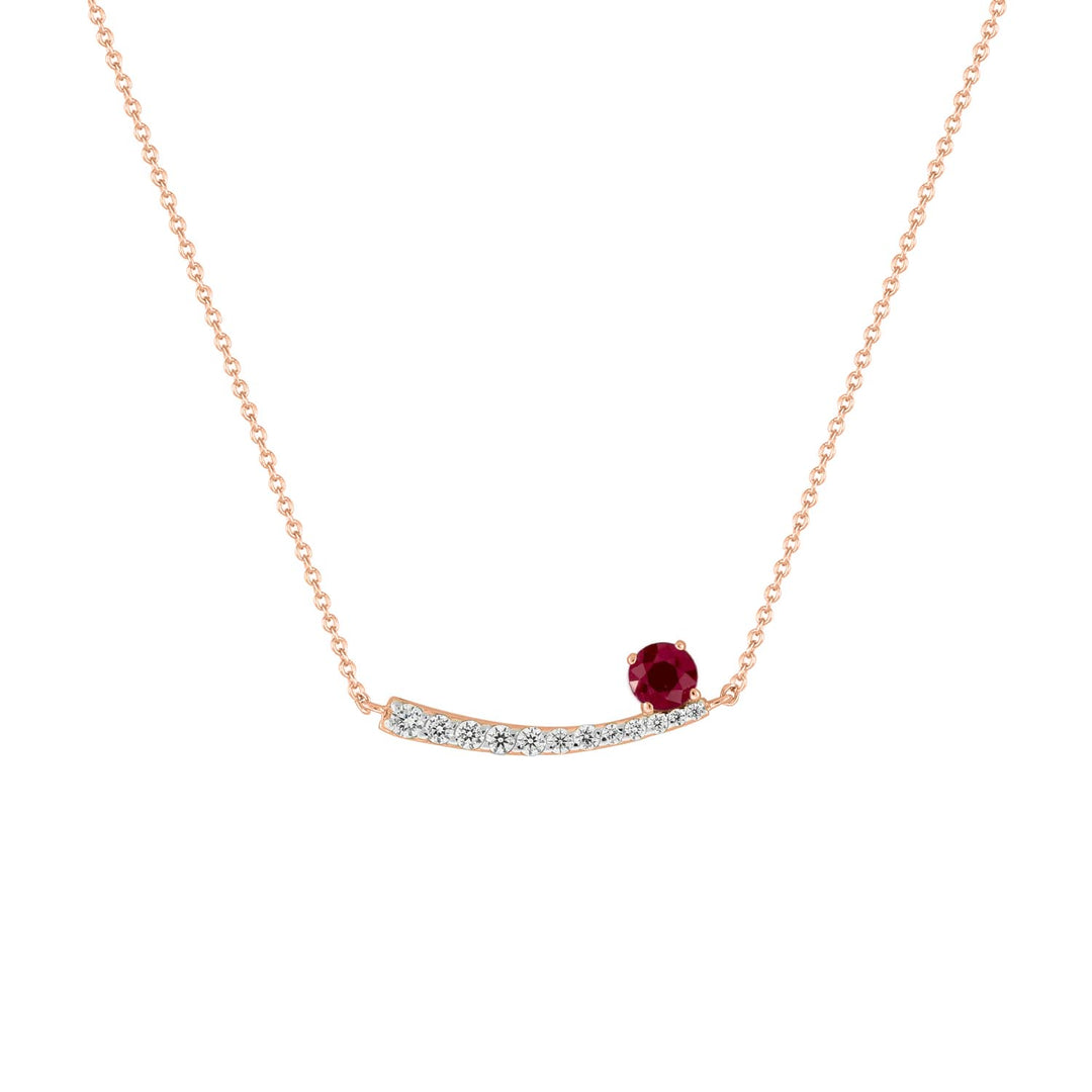 Ruby and Diamond Necklace in 10K Rose Gold - jewelerize.com