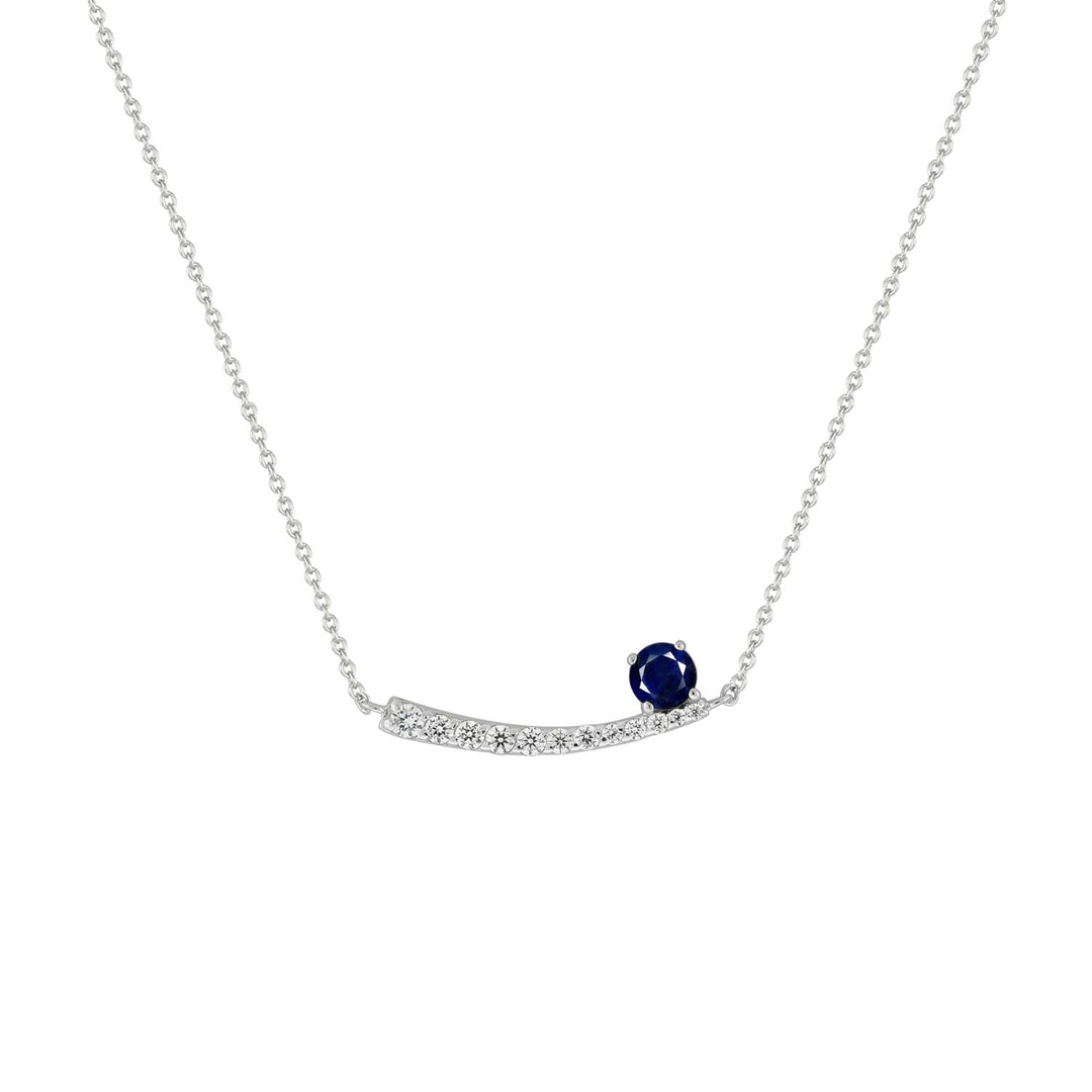 Sapphire and Diamond Necklace in 10K White Gold - jewelerize.com