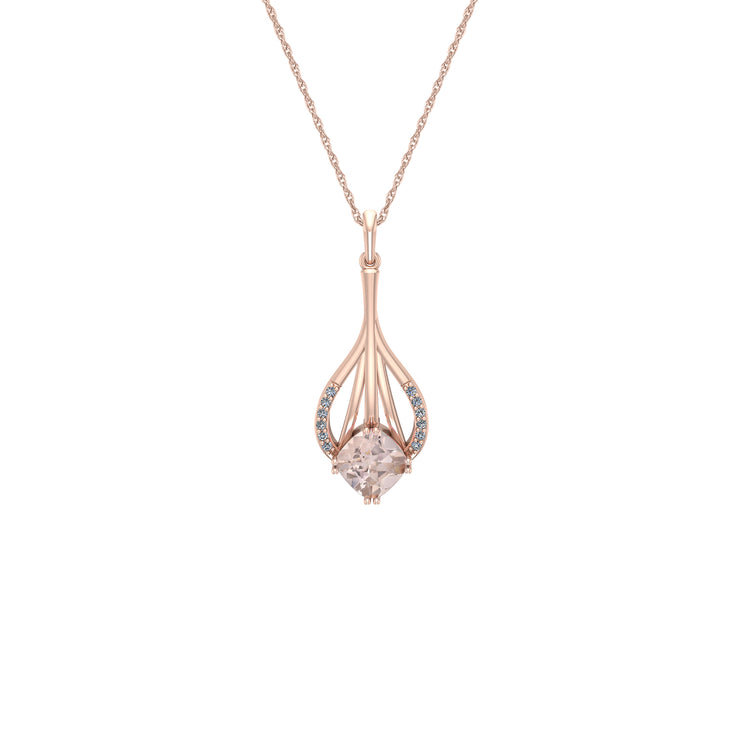 Morganite and Diamond Fashion Pendant in 10k Rose Gold