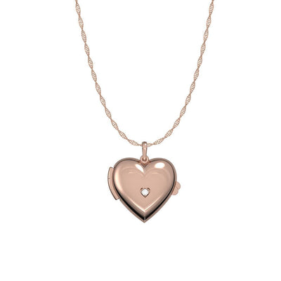 Diamond Fashion Heart Locket Pendant in 10K Rose Gold - jewelerize.com