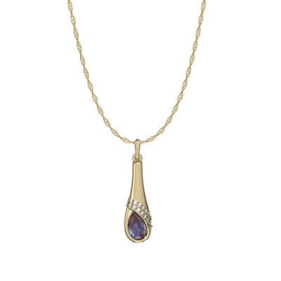 Created Alexandrite and Diamond Pendant in 10K Yellow Gold - jewelerize.com