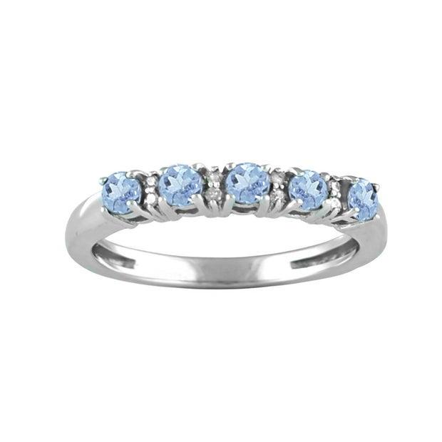 10K White Gold Tanzanite and Diamond Accent Band Ring - jewelerize.com