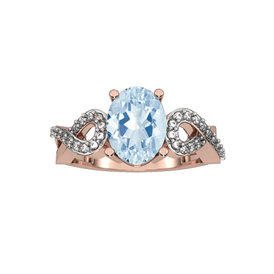 Aquamarine and Diamond Fashion Ring in 10K Rose Gold - jewelerize.com