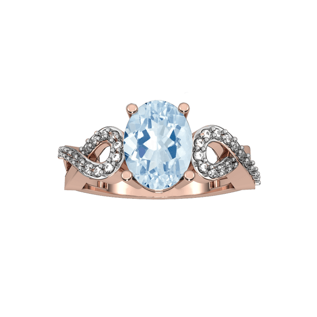 Aquamarine and Diamond Fashion Ring in 10K Rose Gold - jewelerize.com