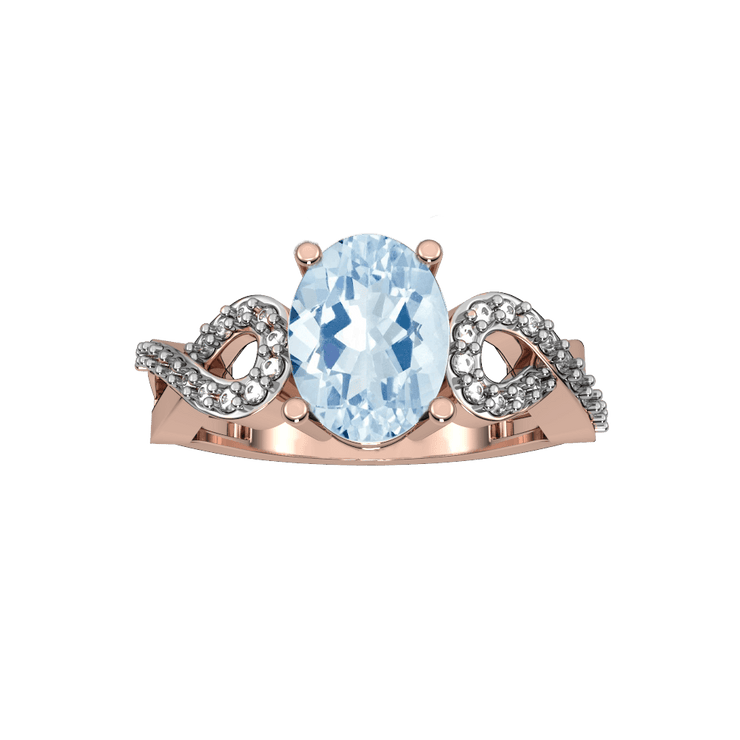 Aquamarine and Diamond Fashion Ring in 10K Rose Gold - jewelerize.com