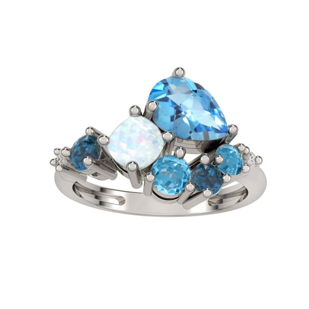 Multi Color Multi Stone Ring in Sterling Silver - jewelerize.com