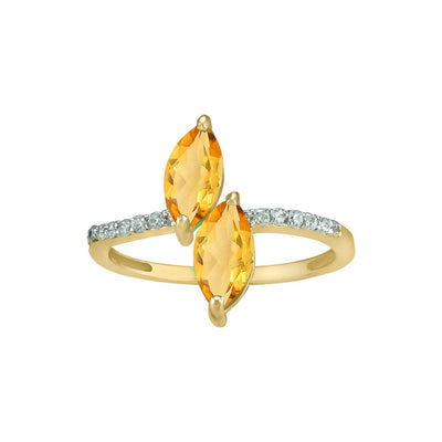 Copy of 10k Yellow Gold Citrine and Diamond Band Ring - jewelerize.com