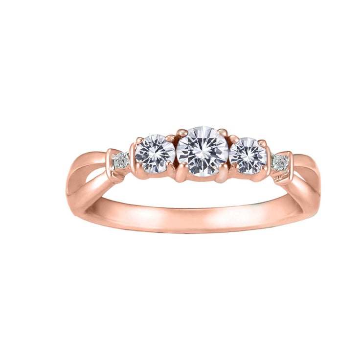 Created White Sapphire and Diamond Ring in 10K Rose Gold - jewelerize.com