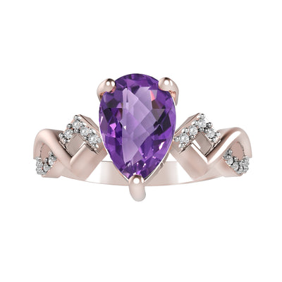 Amethyst and Diamond Fashion Ring in 10K Rose Gold