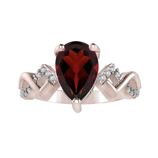 Garnet and Diamond Fashion Ring in 10K Rose Gold
