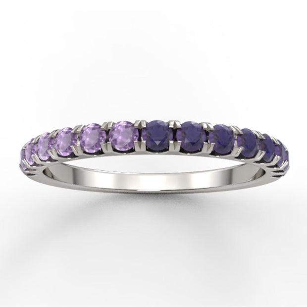 Light and Dark Amethyst Band Ring in 10K Gold