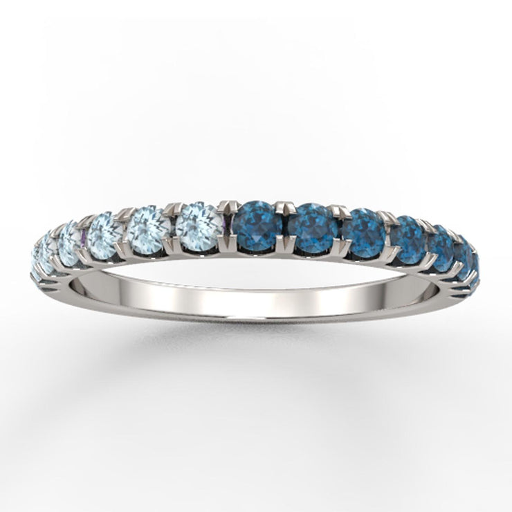 Light and Dark Blue Topaz Band Ring in 10K Gold