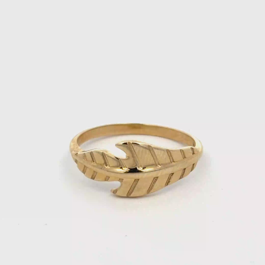 10K Yellow Gold Leaf Ring