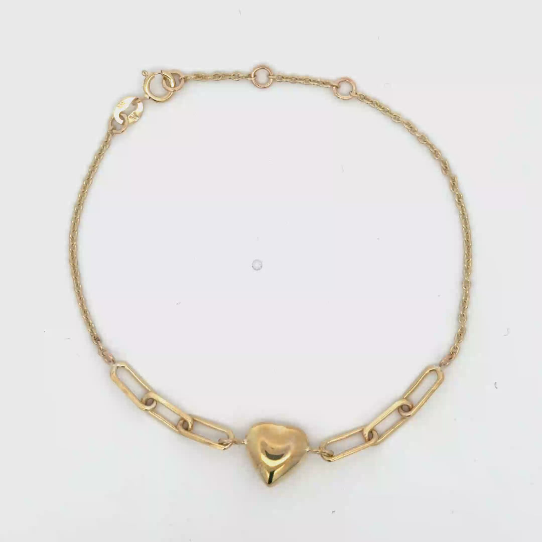 Classic Yellow Gold Heart Link Bracelet