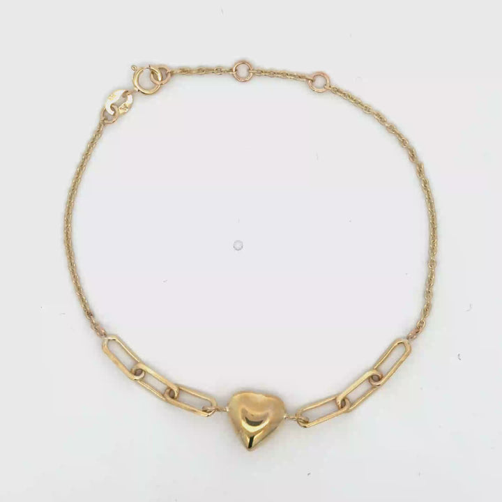 Classic Yellow Gold Heart Link Bracelet